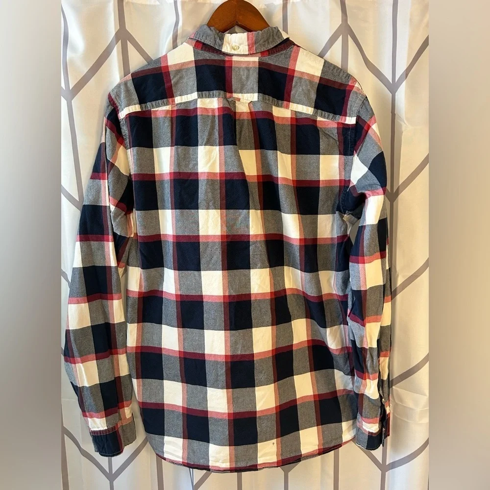 J. Crew Men's Plaid Shirt - Navy, Red, White
